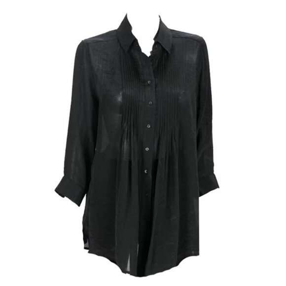 Alfani black button down 3/4 sleeve blouse size XL - Picture 1 of 3